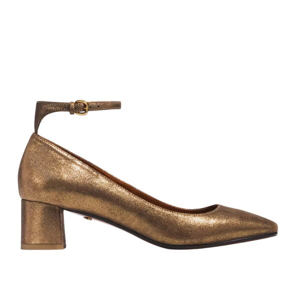 Coach Ankle Strap Pump Metallic Suede Size 9 - Picture 4 of 11